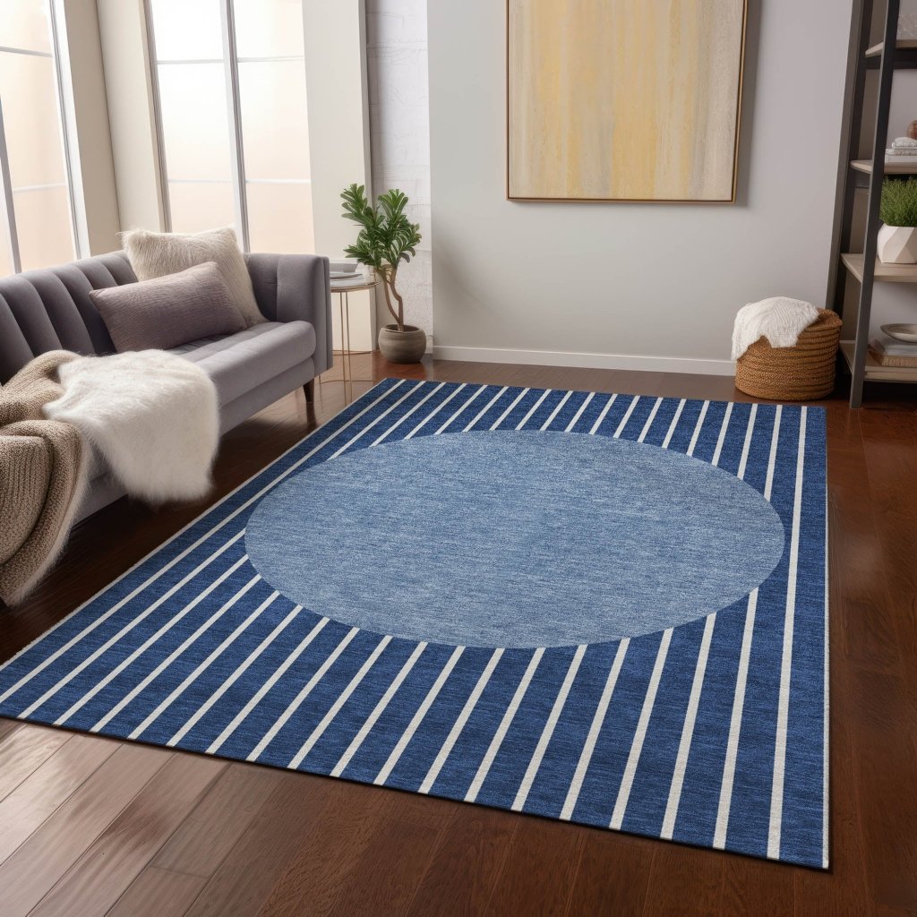 LOOMLAN Rugs Ember Blue Washable Indoor-Outdoor Rug