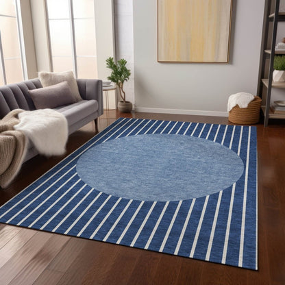 LOOMLAN Rugs Ember Blue Washable Indoor-Outdoor Rug