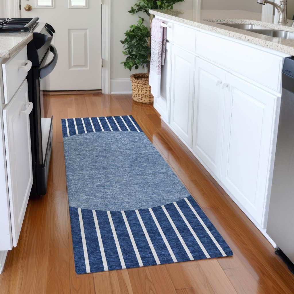 LOOMLAN Rugs Ember Blue Washable Indoor-Outdoor Rug