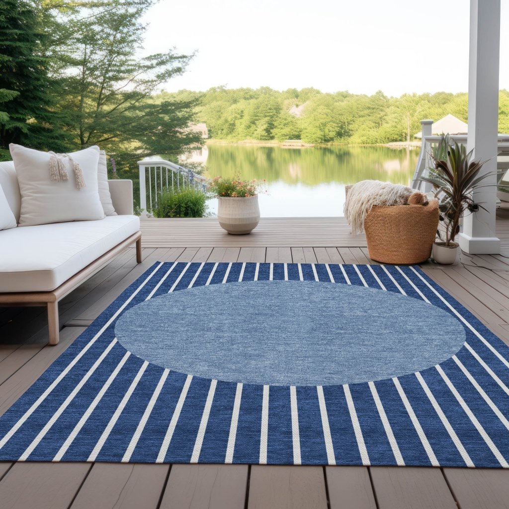 LOOMLAN Rugs Ember Blue Washable Indoor-Outdoor Rug