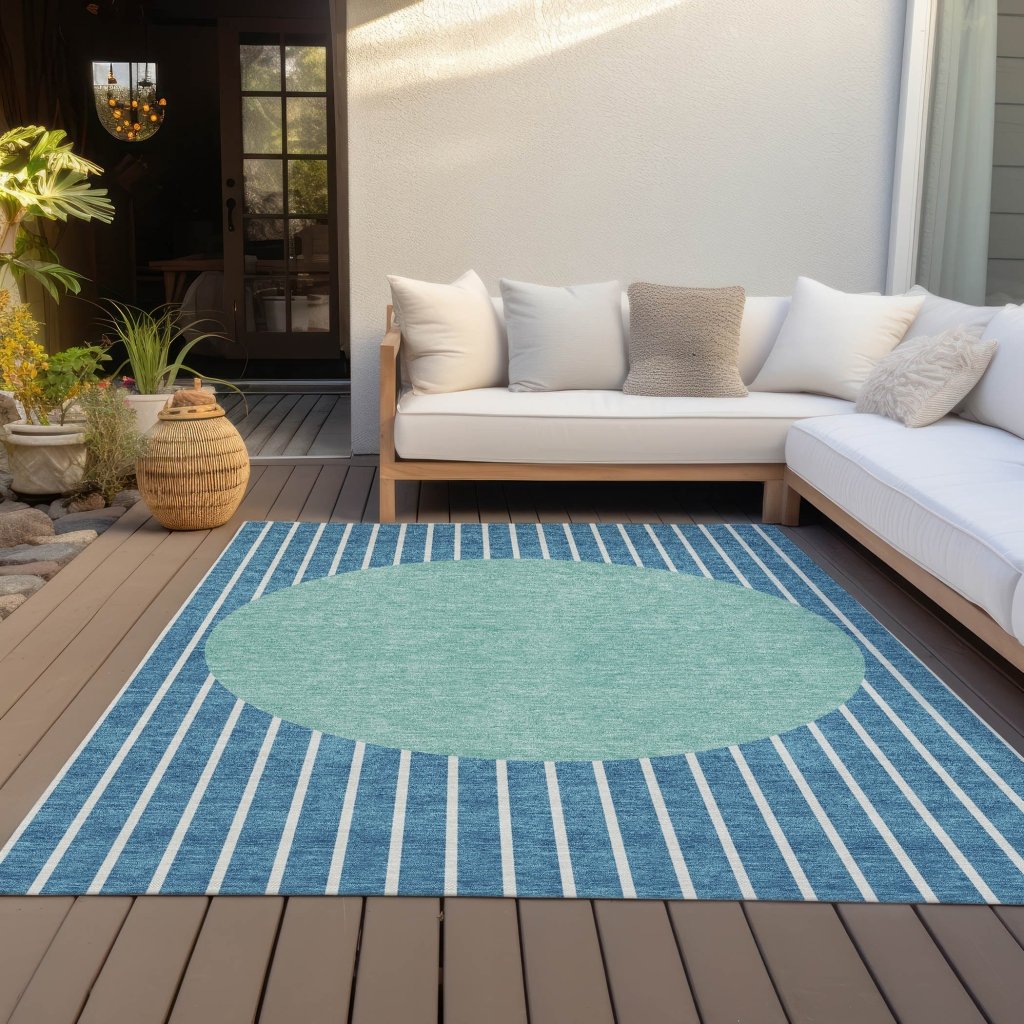 LOOMLAN Rugs Ember Teal Washable Indoor-Outdoor Rug