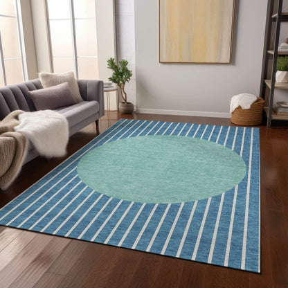 LOOMLAN Rugs Ember Teal Washable Indoor-Outdoor Rug