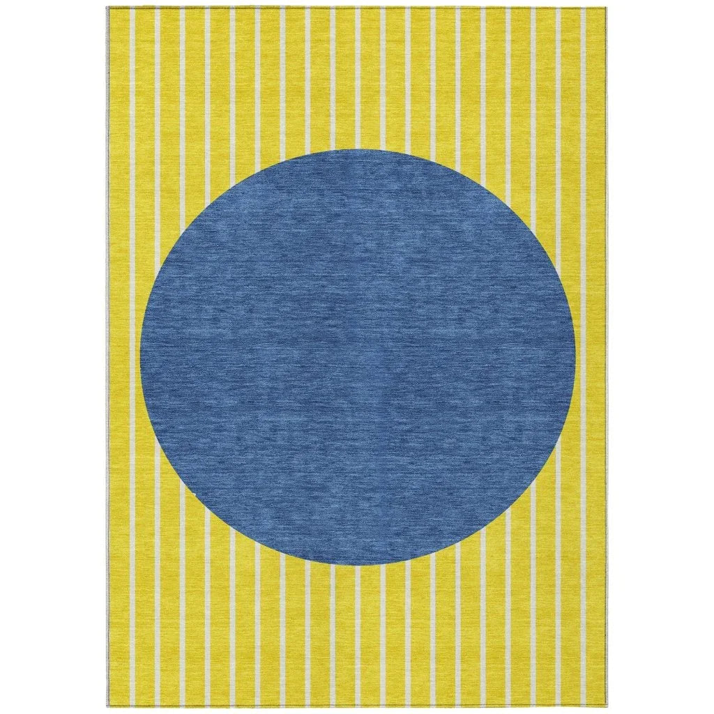 Ember Yellow Washable Indoor-Outdoor Rug
