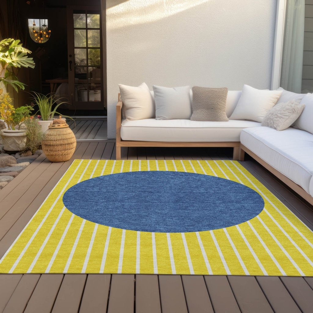 Ember Yellow Washable Indoor - Outdoor Rug - LOOMLAN - LOOMLAN Rugs - Outdoor Rugs