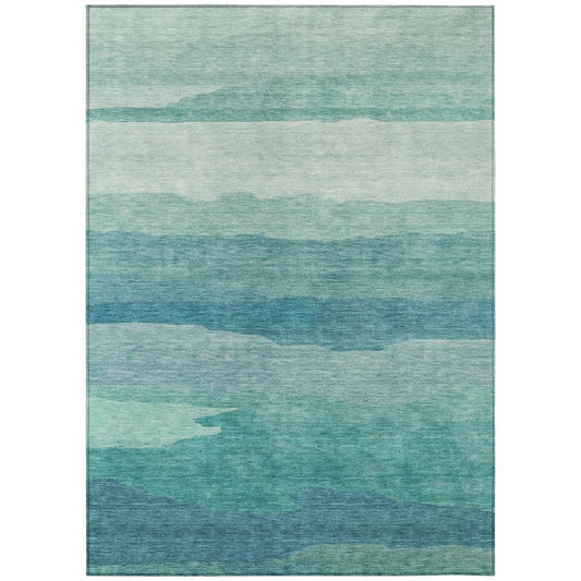 LOOMLAN Rugs Embre Teal Washable Indoor-Outdoor Rug