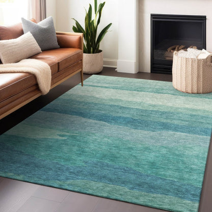 LOOMLAN Rugs Embre Teal Washable Indoor-Outdoor Rug