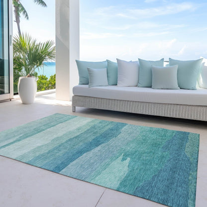 LOOMLAN Rugs Embre Teal Washable Indoor-Outdoor Rug