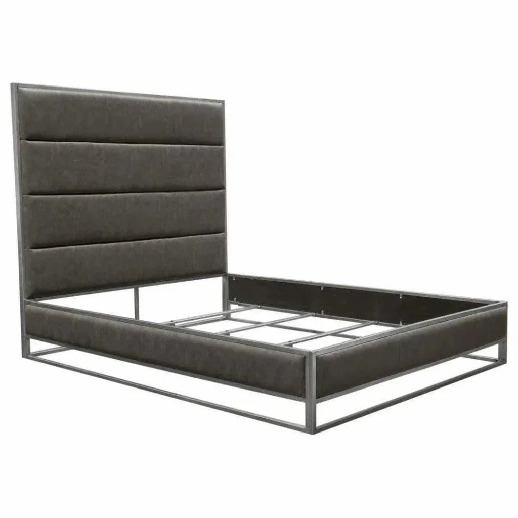 Empire Weathered Grey Leather Bed Frame