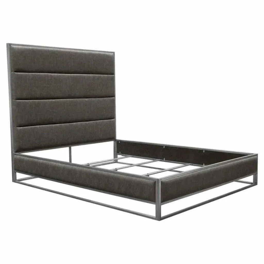 Empire Weathered Grey Leather Bed Frame