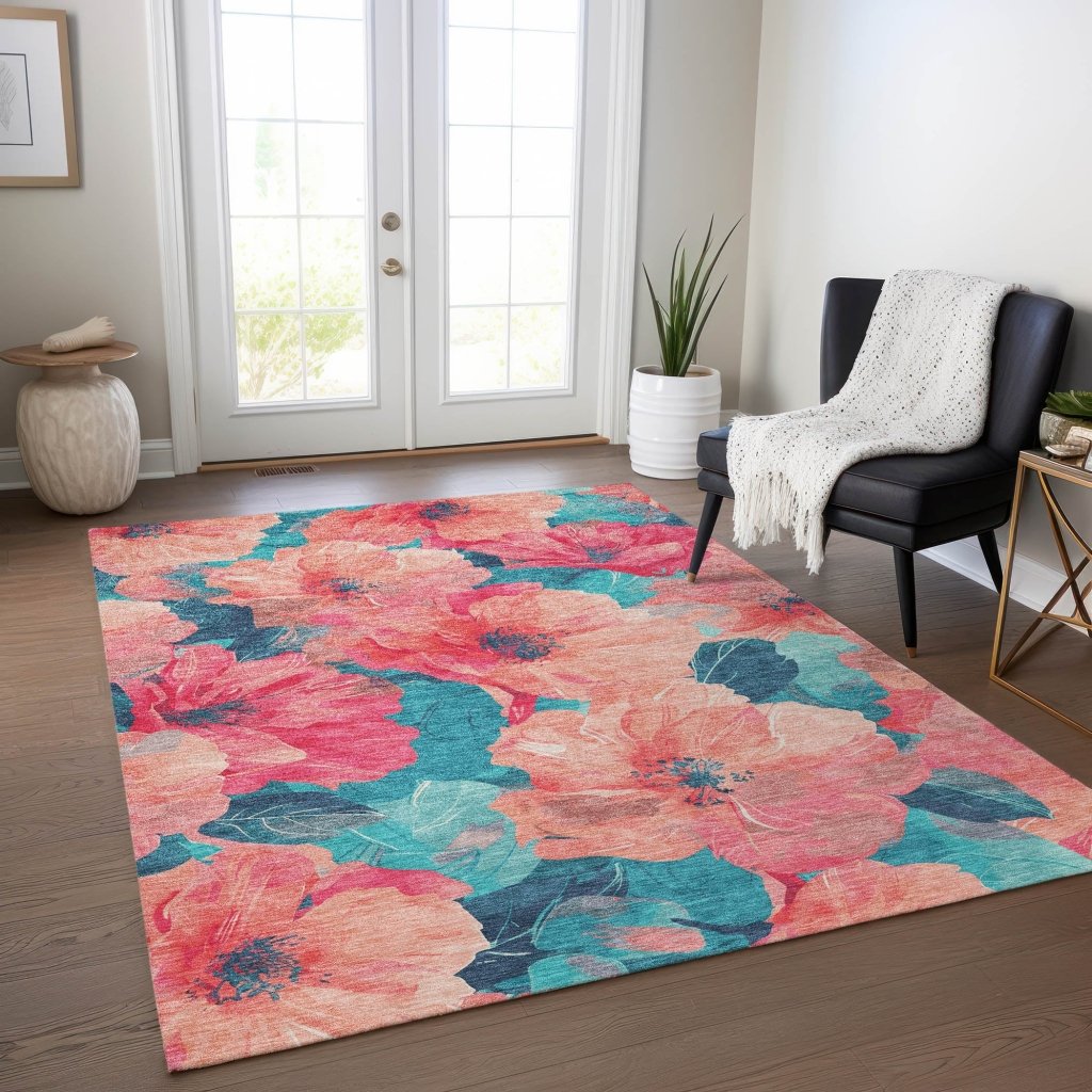 LOOMLAN Rugs Emprelle Orange Washable Indoor-Outdoor Rug