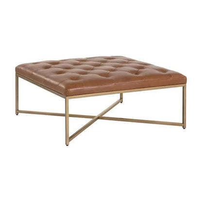 Endall Leather Square Ottoman