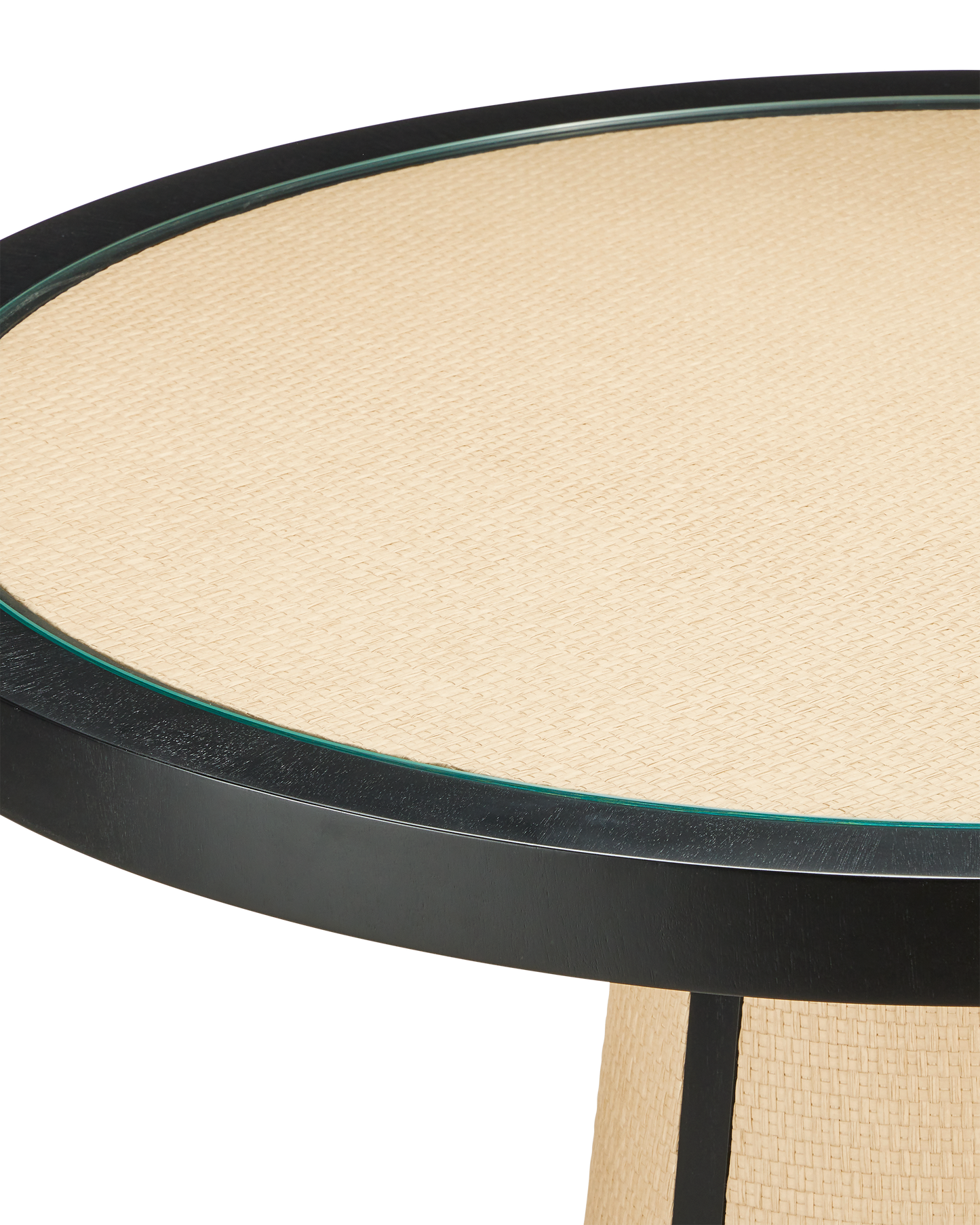 30 in. Deanna Wood and Raffia Ivory Round Entry Table