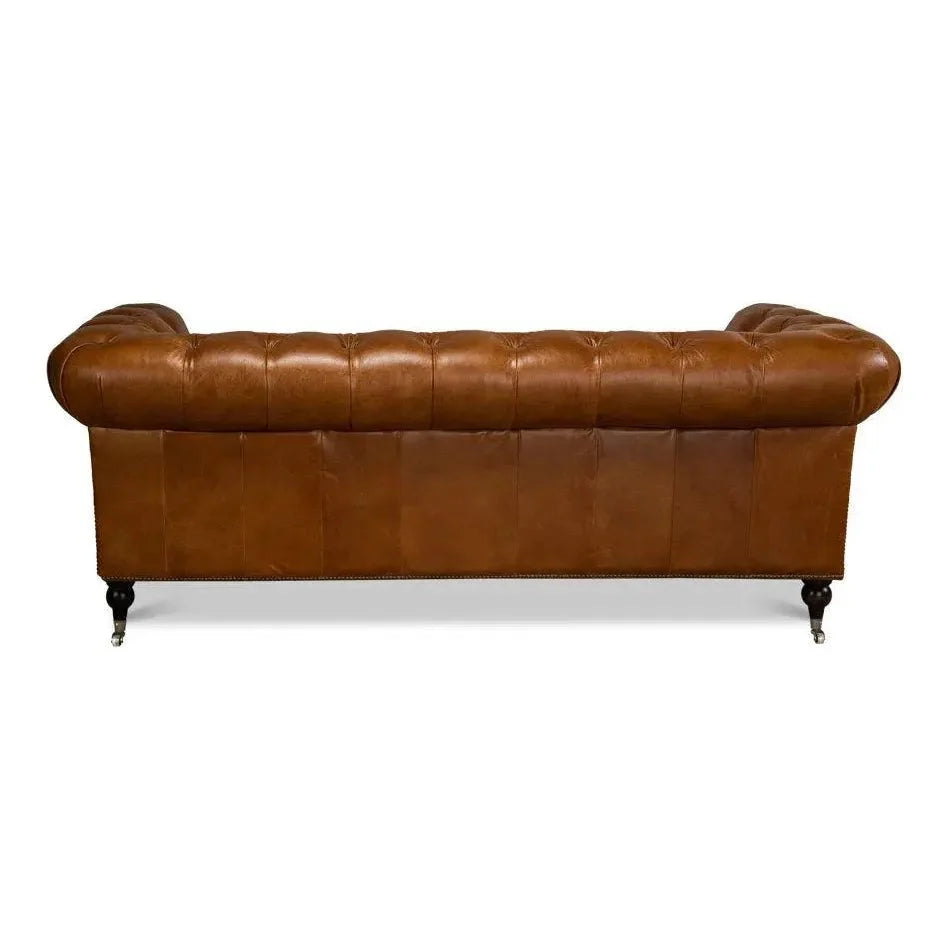 Sarreid English Chesterfield Club Sofa Cuba Brown