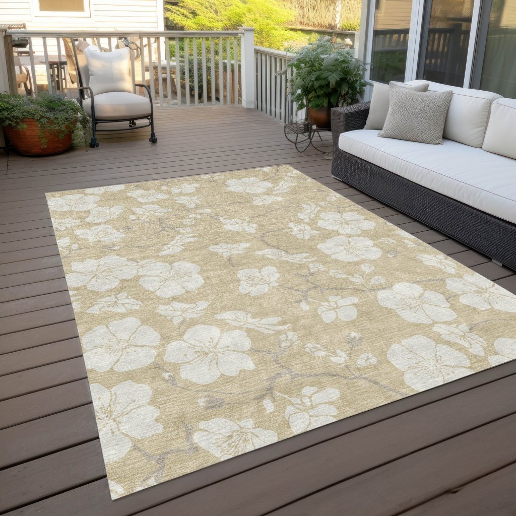 LOOMLAN Rugs Ensa Beige Washable Indoor-Outdoor Rug