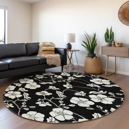 LOOMLAN Rugs Ensa Black Washable Indoor-Outdoor Rug
