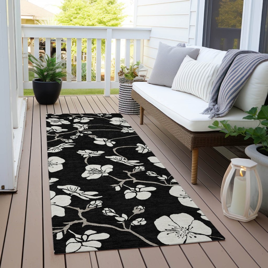 LOOMLAN Rugs Ensa Black Washable Indoor-Outdoor Rug