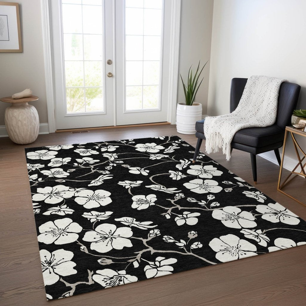 LOOMLAN Rugs Ensa Black Washable Indoor-Outdoor Rug
