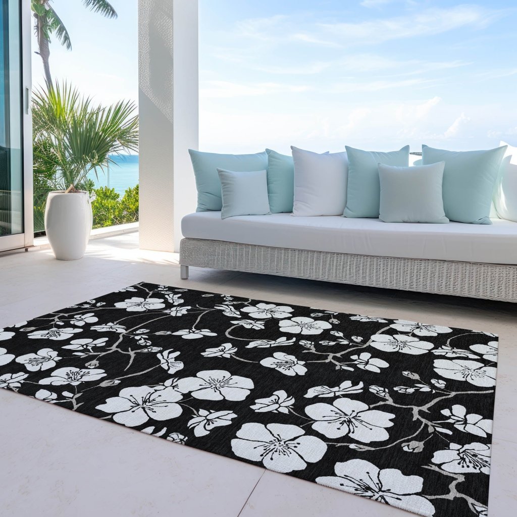 LOOMLAN Rugs Ensa Black Washable Indoor-Outdoor Rug