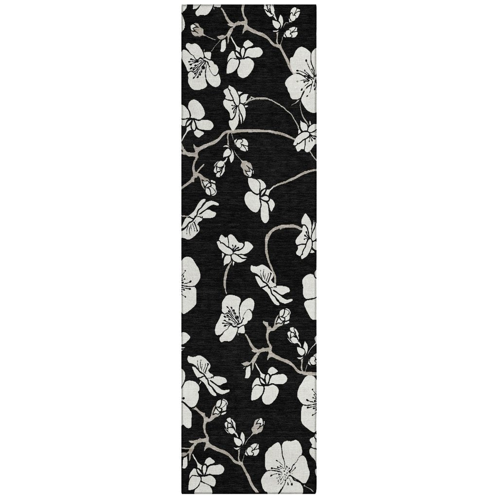 LOOMLAN Rugs Ensa Black Washable Indoor-Outdoor Rug
