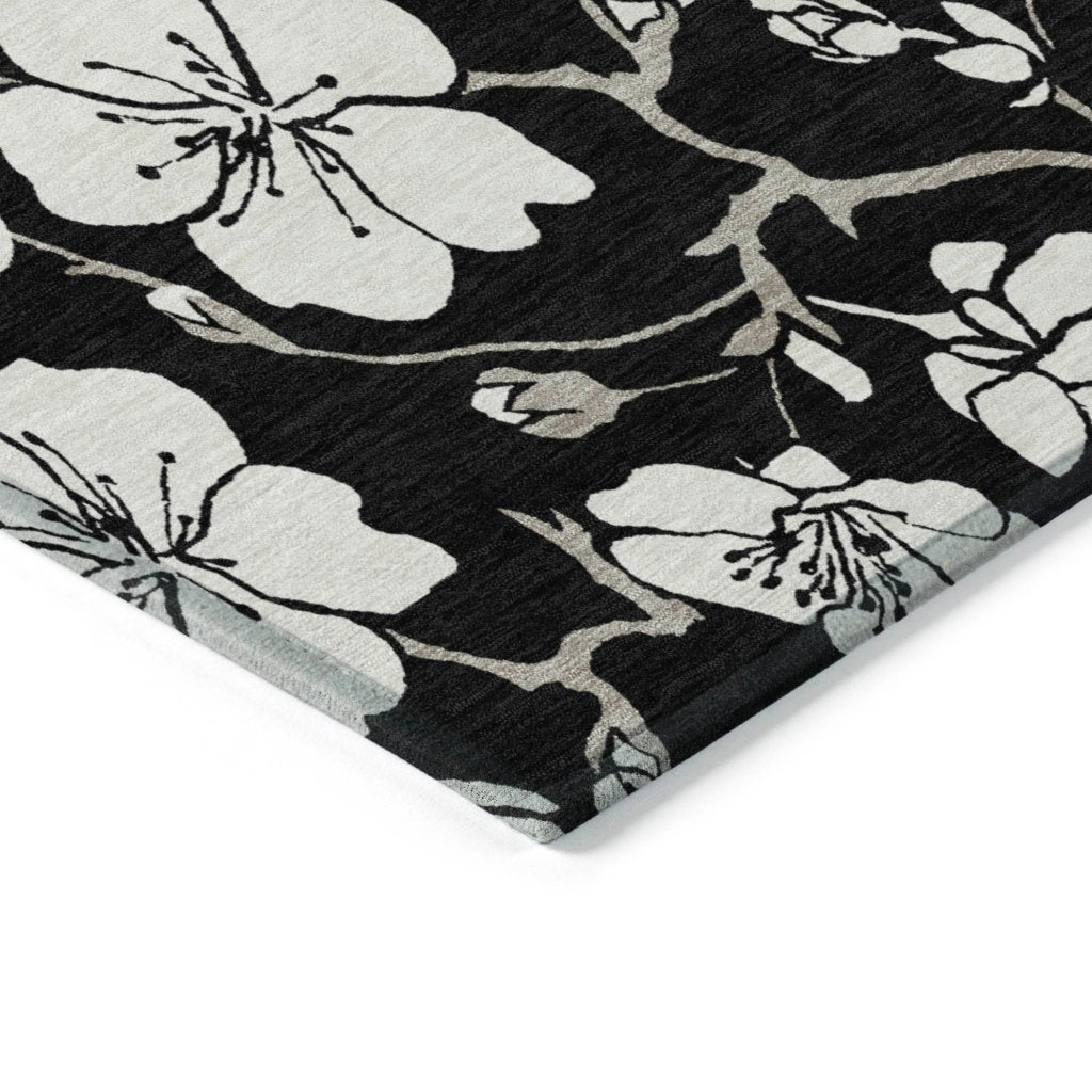 LOOMLAN Rugs Ensa Black Washable Indoor-Outdoor Rug