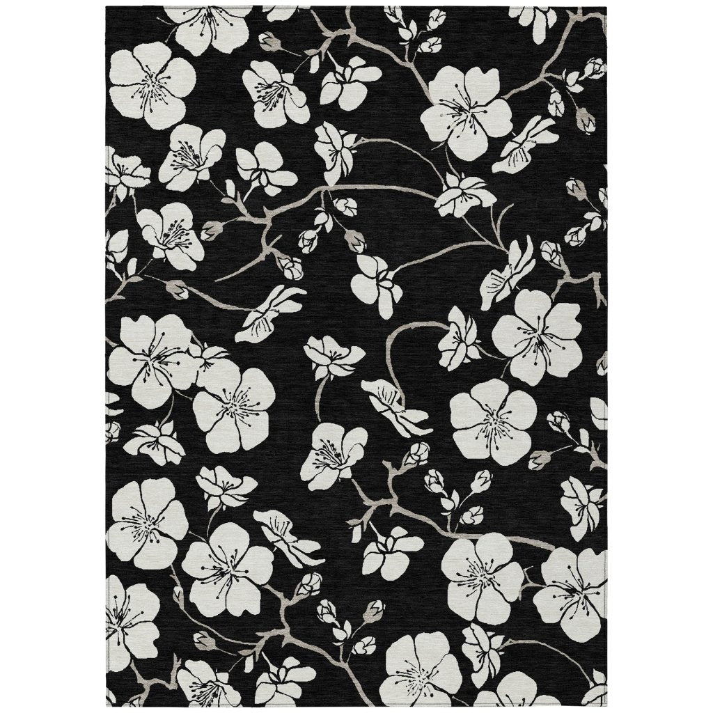 LOOMLAN Rugs Ensa Black Washable Indoor-Outdoor Rug