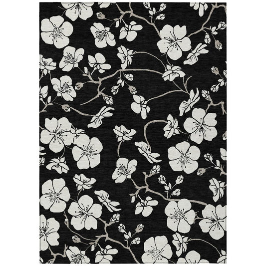 LOOMLAN Rugs Ensa Black Washable Indoor-Outdoor Rug