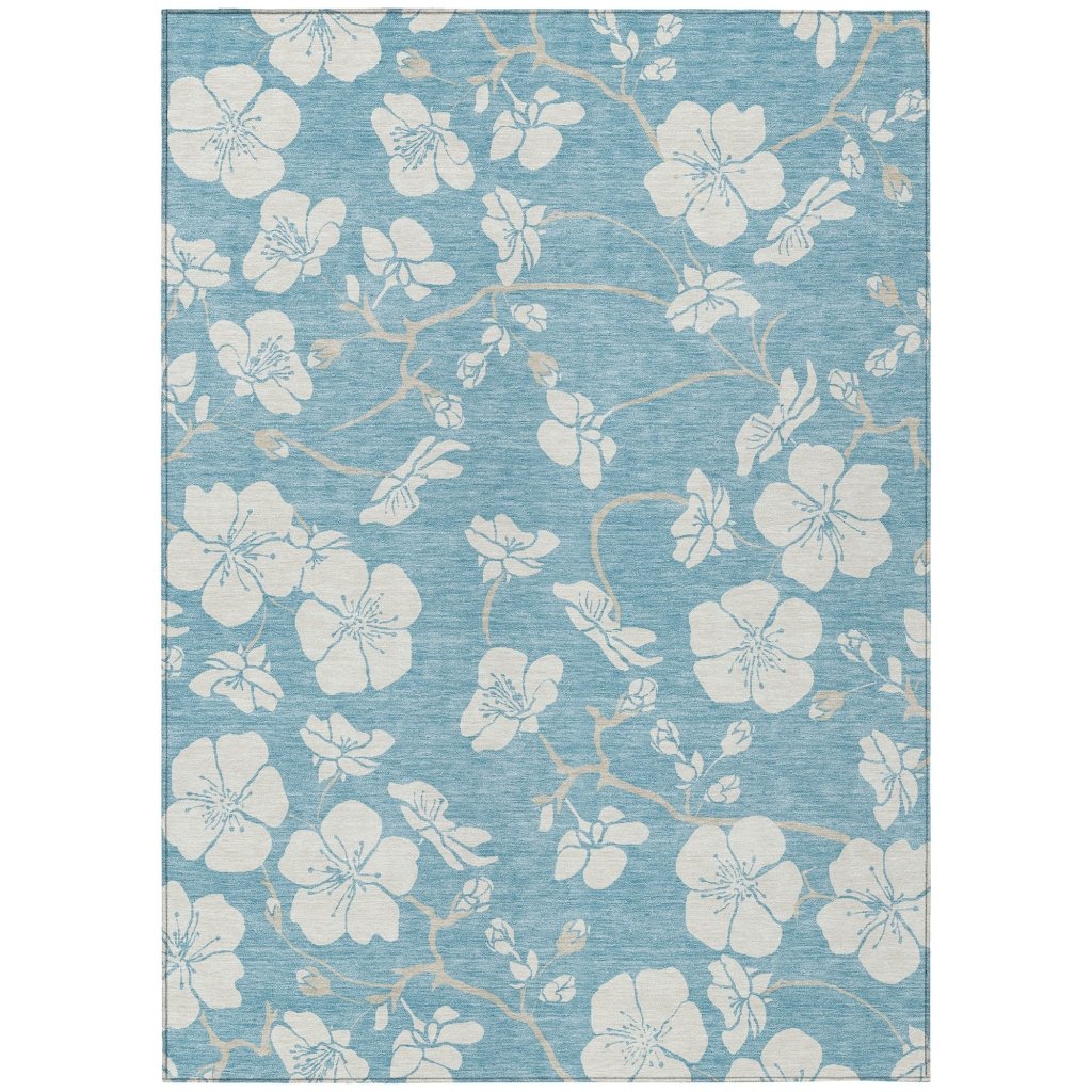 LOOMLAN Rugs Ensa Blue Washable Indoor-Outdoor Rug