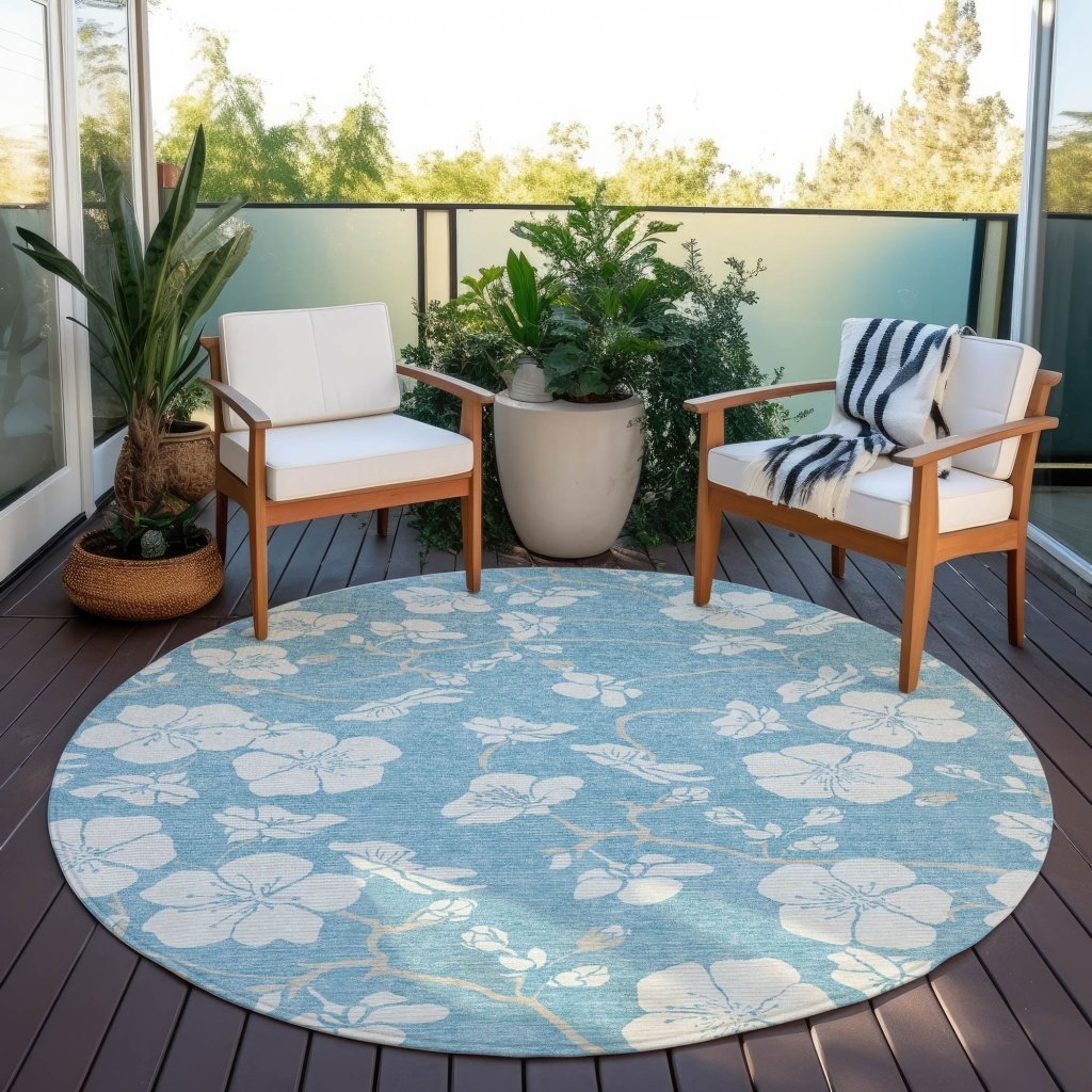 LOOMLAN Rugs Ensa Blue Washable Indoor-Outdoor Rug