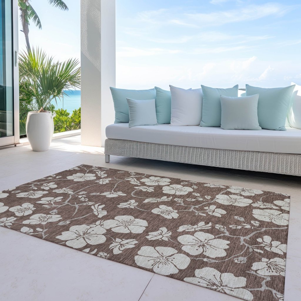 LOOMLAN Rugs Ensa Brown Washable Indoor-Outdoor Rug