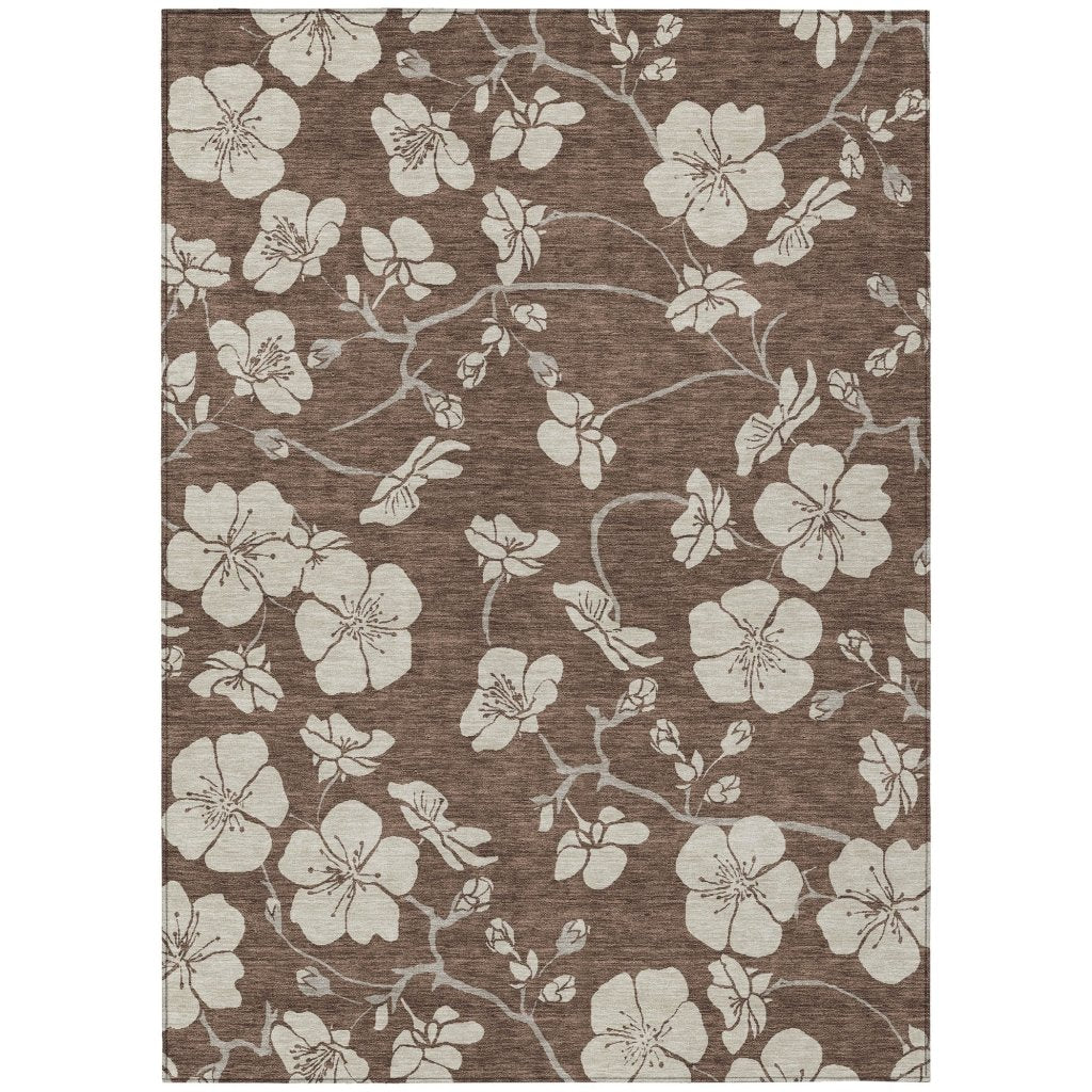 LOOMLAN Rugs Ensa Brown Washable Indoor-Outdoor Rug