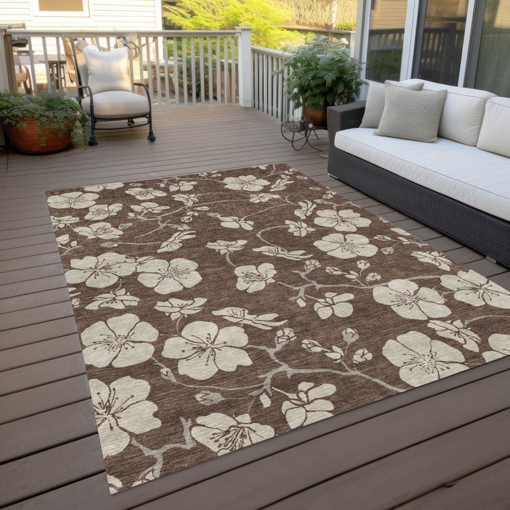 LOOMLAN Rugs Ensa Brown Washable Indoor-Outdoor Rug