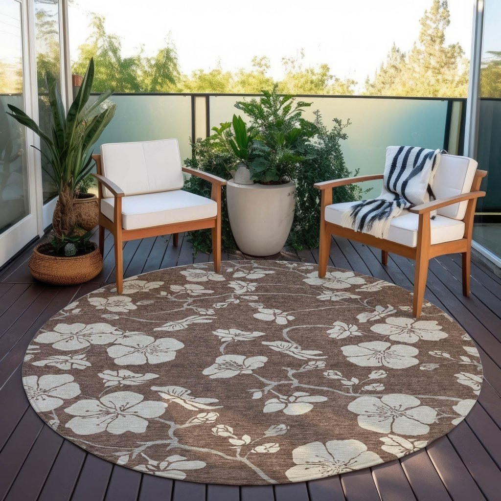 LOOMLAN Rugs Ensa Brown Washable Indoor-Outdoor Rug