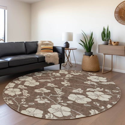 LOOMLAN Rugs Ensa Brown Washable Indoor-Outdoor Rug