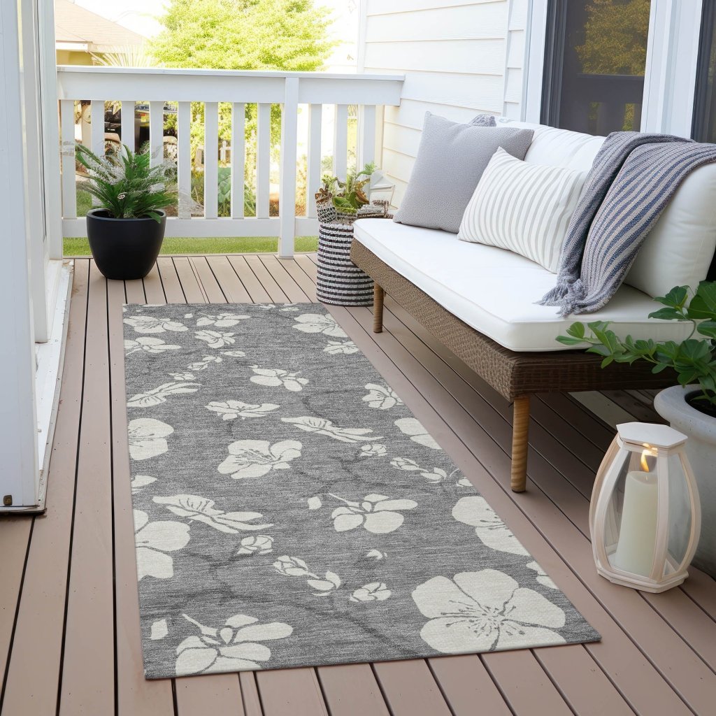 LOOMLAN Rugs Ensa Gray Washable Indoor-Outdoor Rug