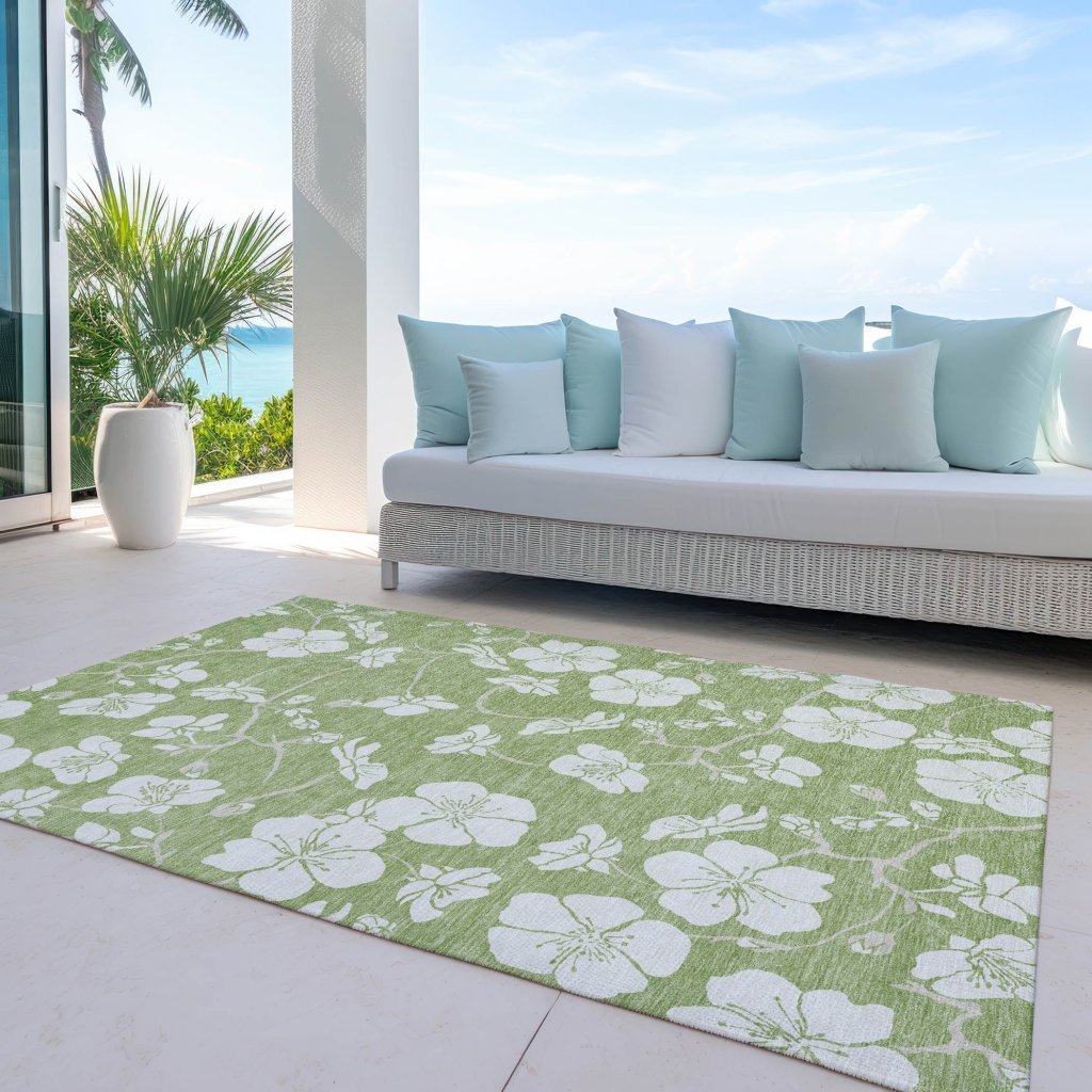 LOOMLAN Rugs Ensa Green Washable Indoor-Outdoor Rug