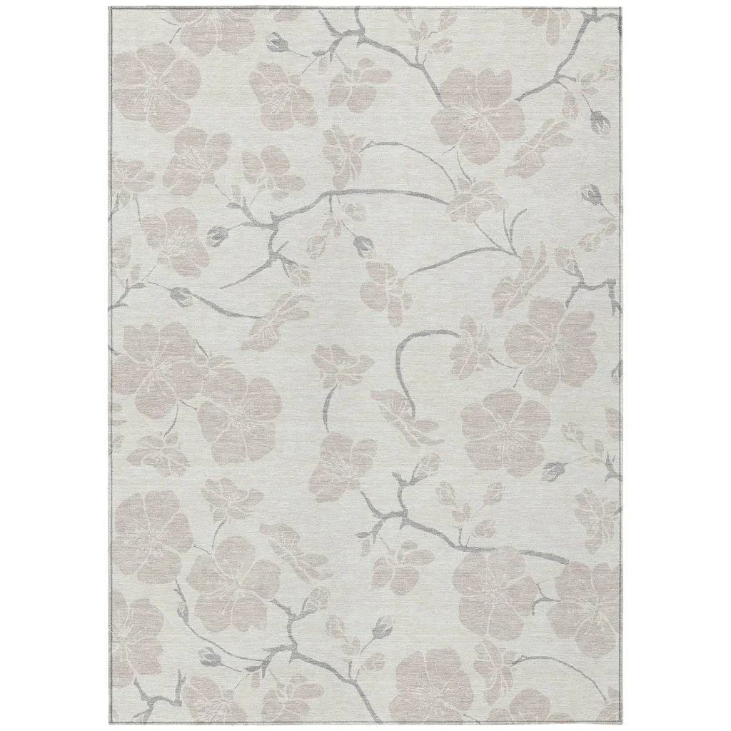 LOOMLAN Rugs Ensa Ivory Washable Indoor-Outdoor Rug