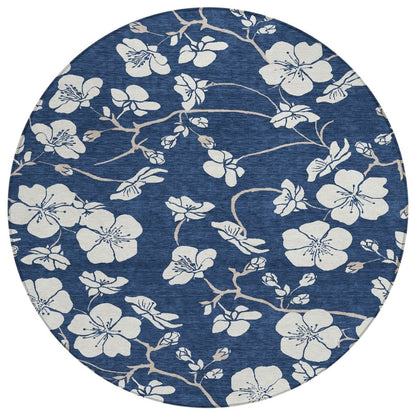 LOOMLAN Rugs Ensa Navy Washable Indoor-Outdoor Rug