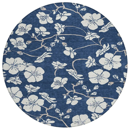 LOOMLAN Rugs Ensa Navy Washable Indoor-Outdoor Rug