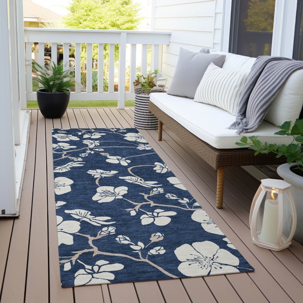 LOOMLAN Rugs Ensa Navy Washable Indoor-Outdoor Rug
