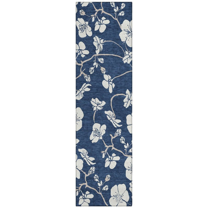 LOOMLAN Rugs Ensa Navy Washable Indoor-Outdoor Rug