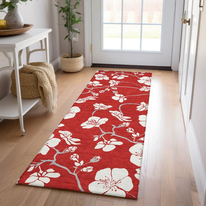 LOOMLAN Rugs Ensa Red Washable Indoor-Outdoor Rug