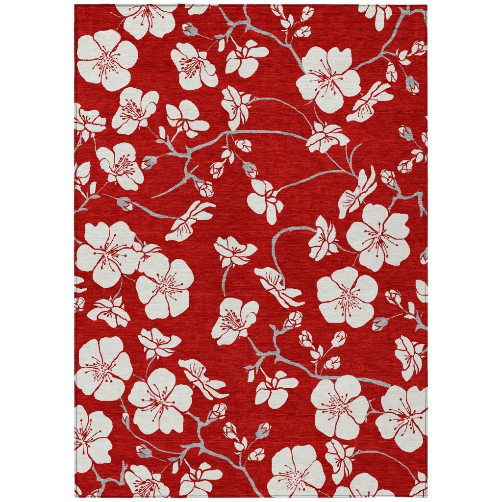 LOOMLAN Rugs Ensa Red Washable Indoor-Outdoor Rug