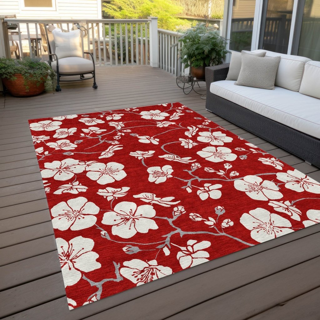 LOOMLAN Rugs Ensa Red Washable Indoor-Outdoor Rug