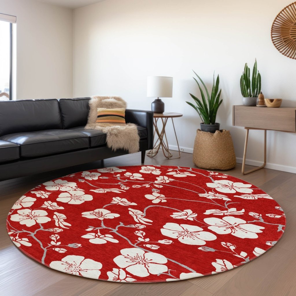 LOOMLAN Rugs Ensa Red Washable Indoor-Outdoor Rug