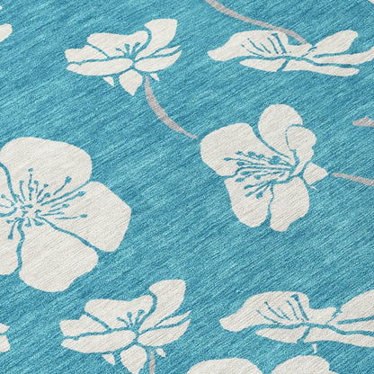 LOOMLAN Rugs Ensa Teal Washable Indoor-Outdoor Rug