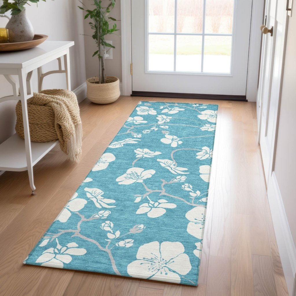 LOOMLAN Rugs Ensa Teal Washable Indoor-Outdoor Rug