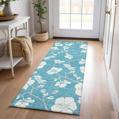 LOOMLAN Rugs Ensa Teal Washable Indoor-Outdoor Rug