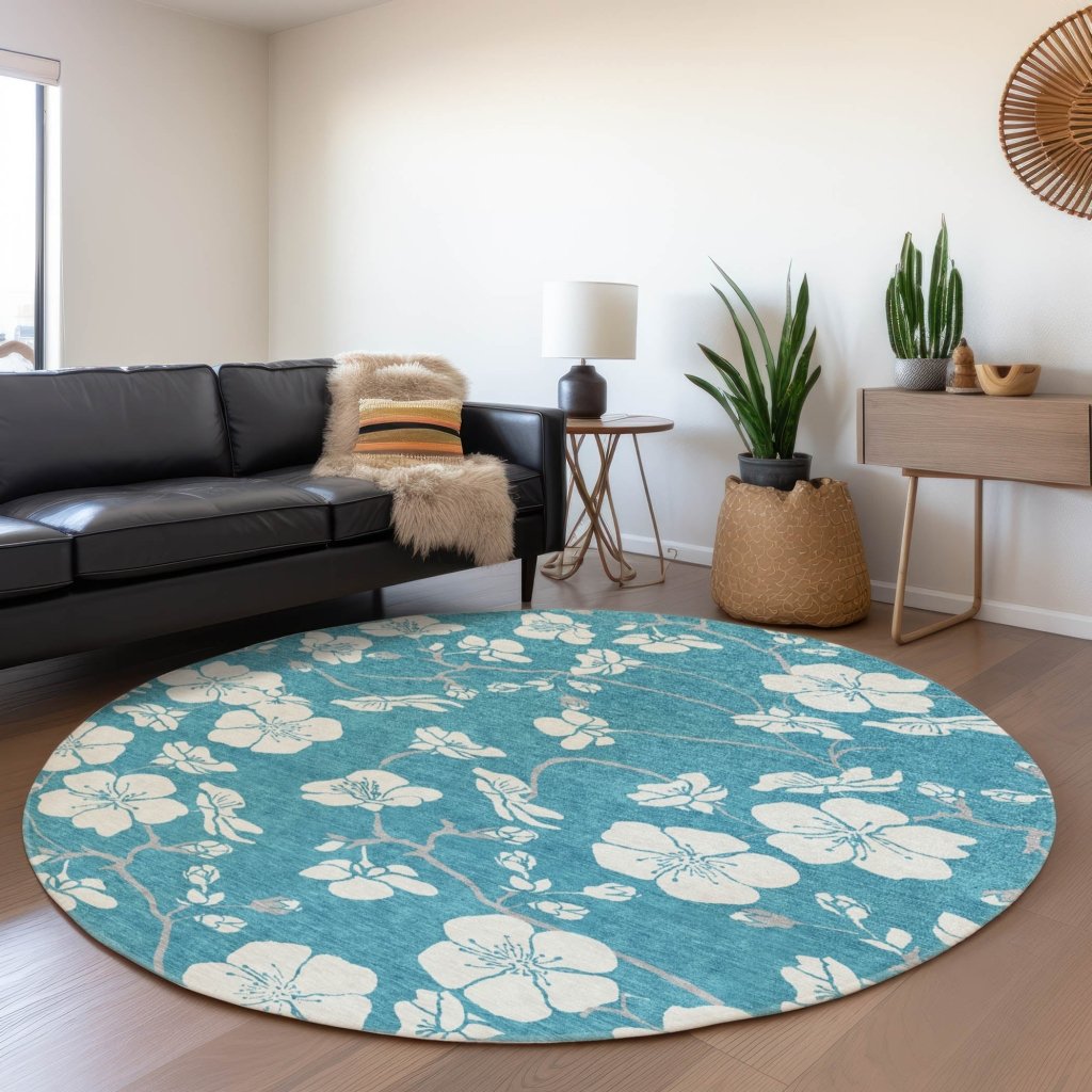 LOOMLAN Rugs Ensa Teal Washable Indoor-Outdoor Rug