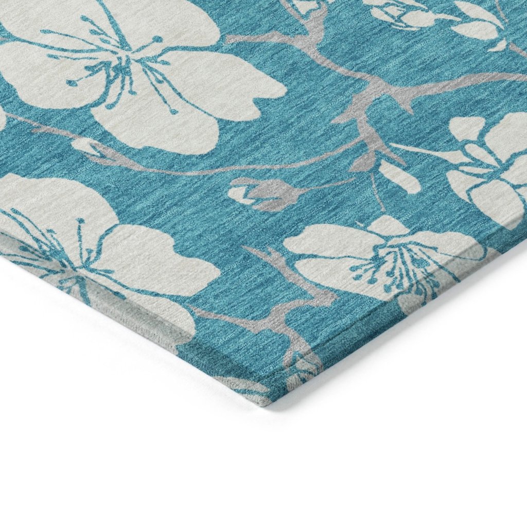 LOOMLAN Rugs Ensa Teal Washable Indoor-Outdoor Rug