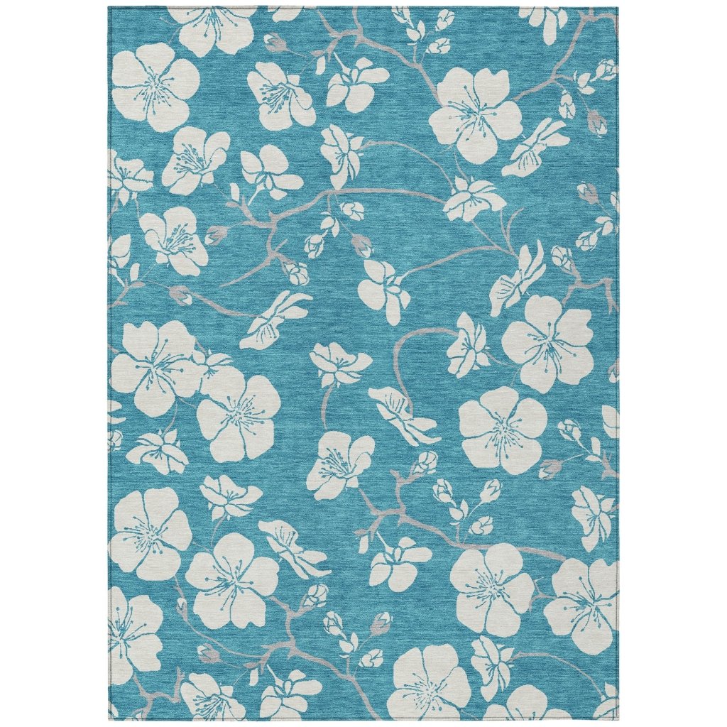 LOOMLAN Rugs Ensa Teal Washable Indoor-Outdoor Rug